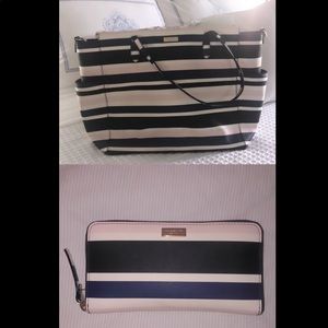 COMBO - Kate spade Kaylie striped baby diaper bag WITH matching wallet